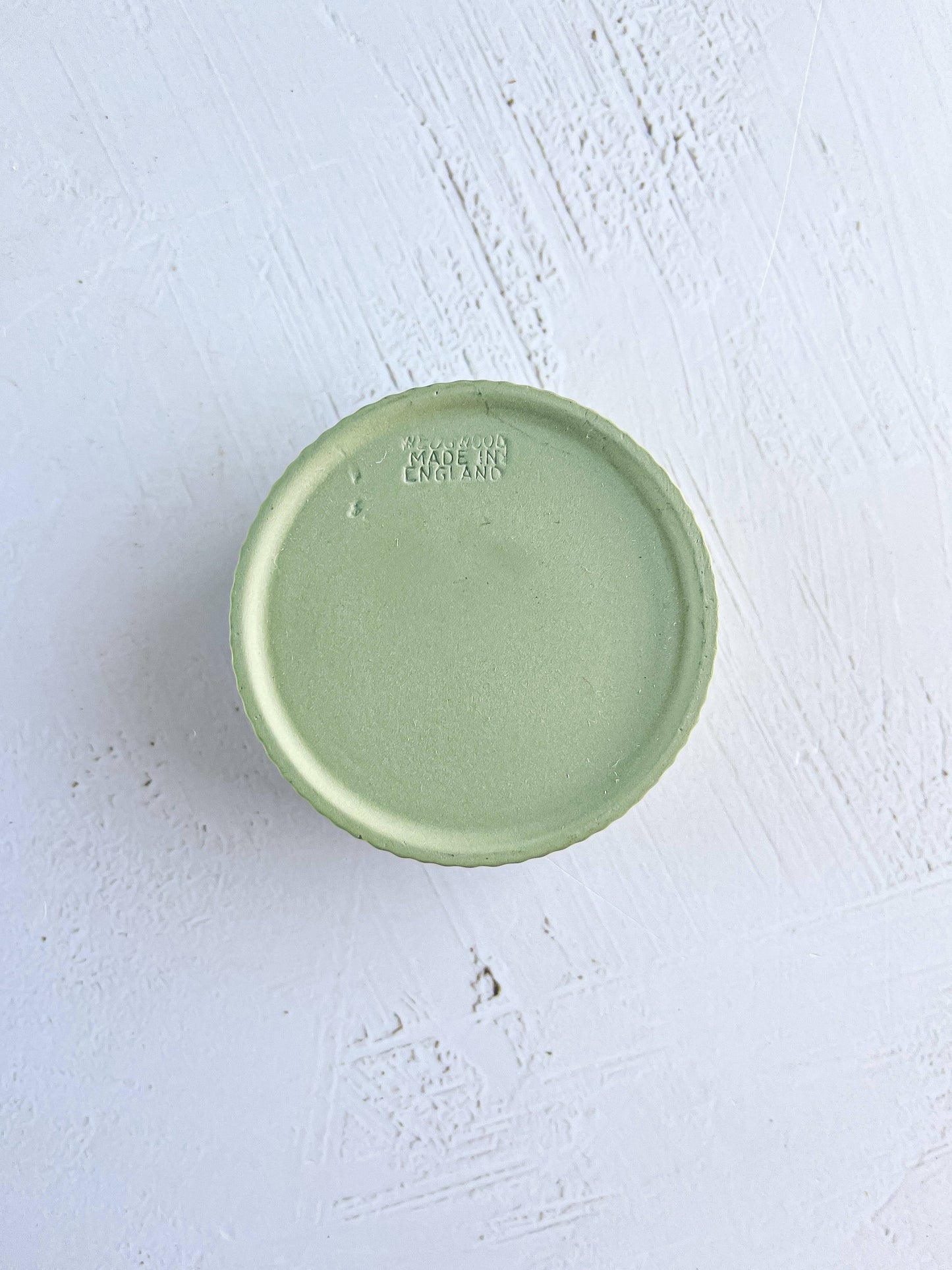 Wedgwood Celadon Green Round Fluted Box & Lid - 'Cupid as Oracle' Design - SOSC Home