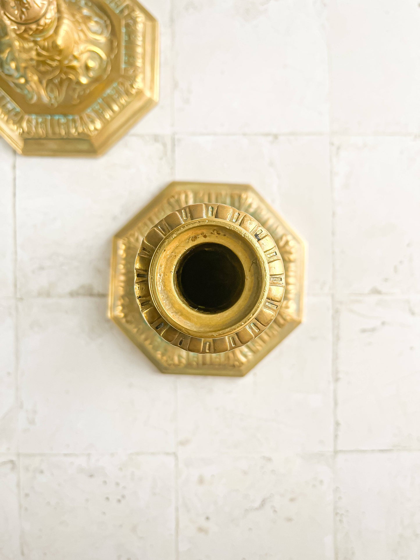 Pair of Vintage Brass-Plated Candlesticks - SOSC Home