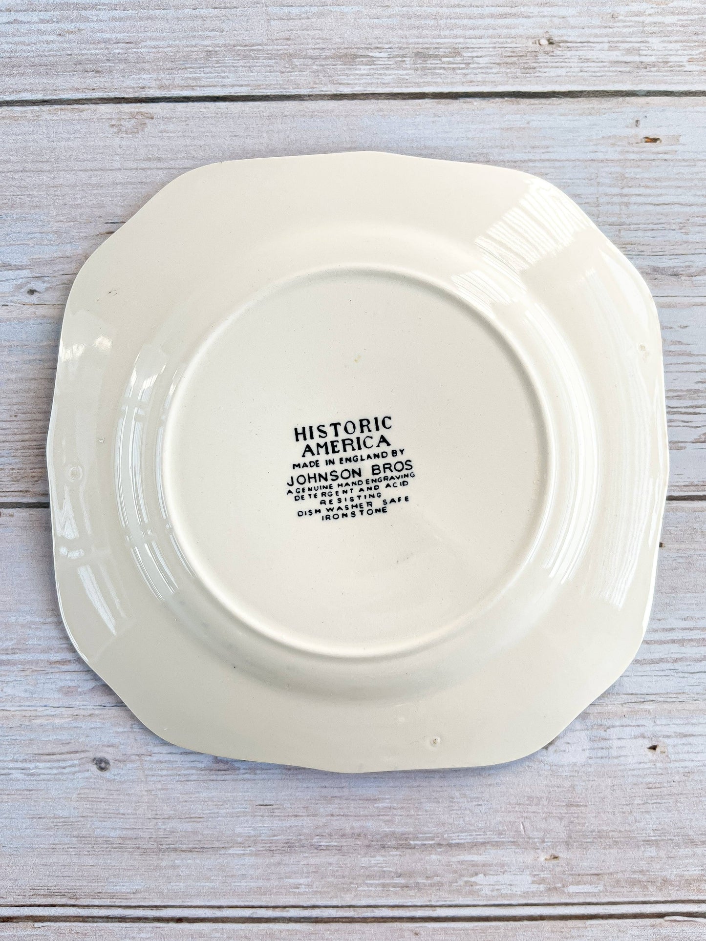 Johnson Bros. 'Historic America' Square Bread & Butter Plate - 'Boston View' in Blue - SOSC Home