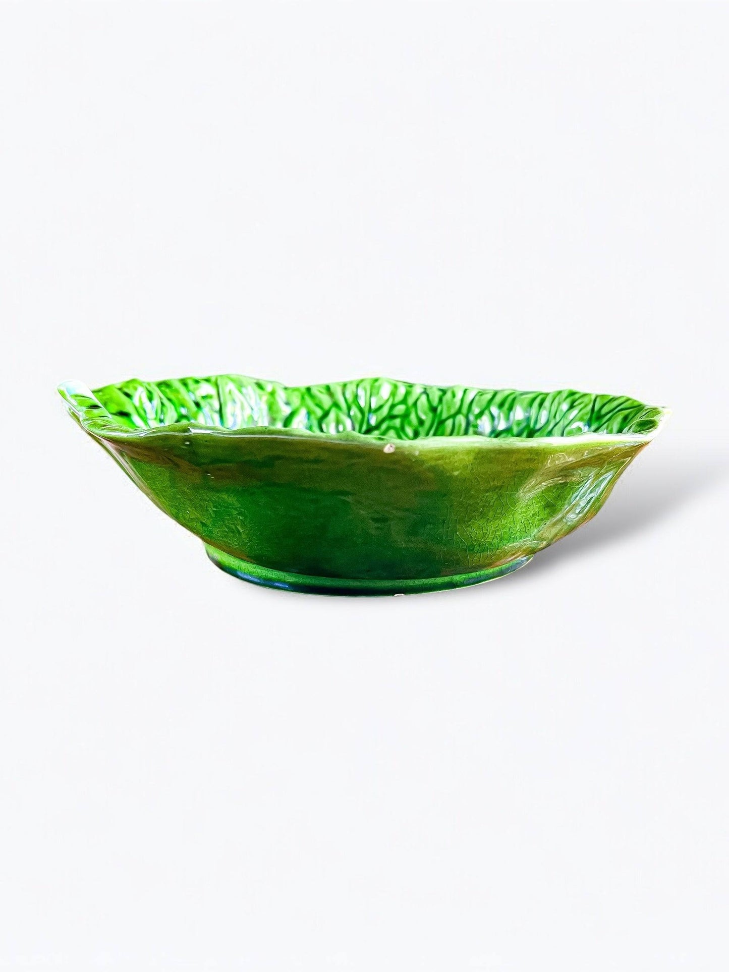 Aires C. Leal Majolica Vegetable/Salad Serving Bowl – Cabbage Leaf Design - SOSC Home