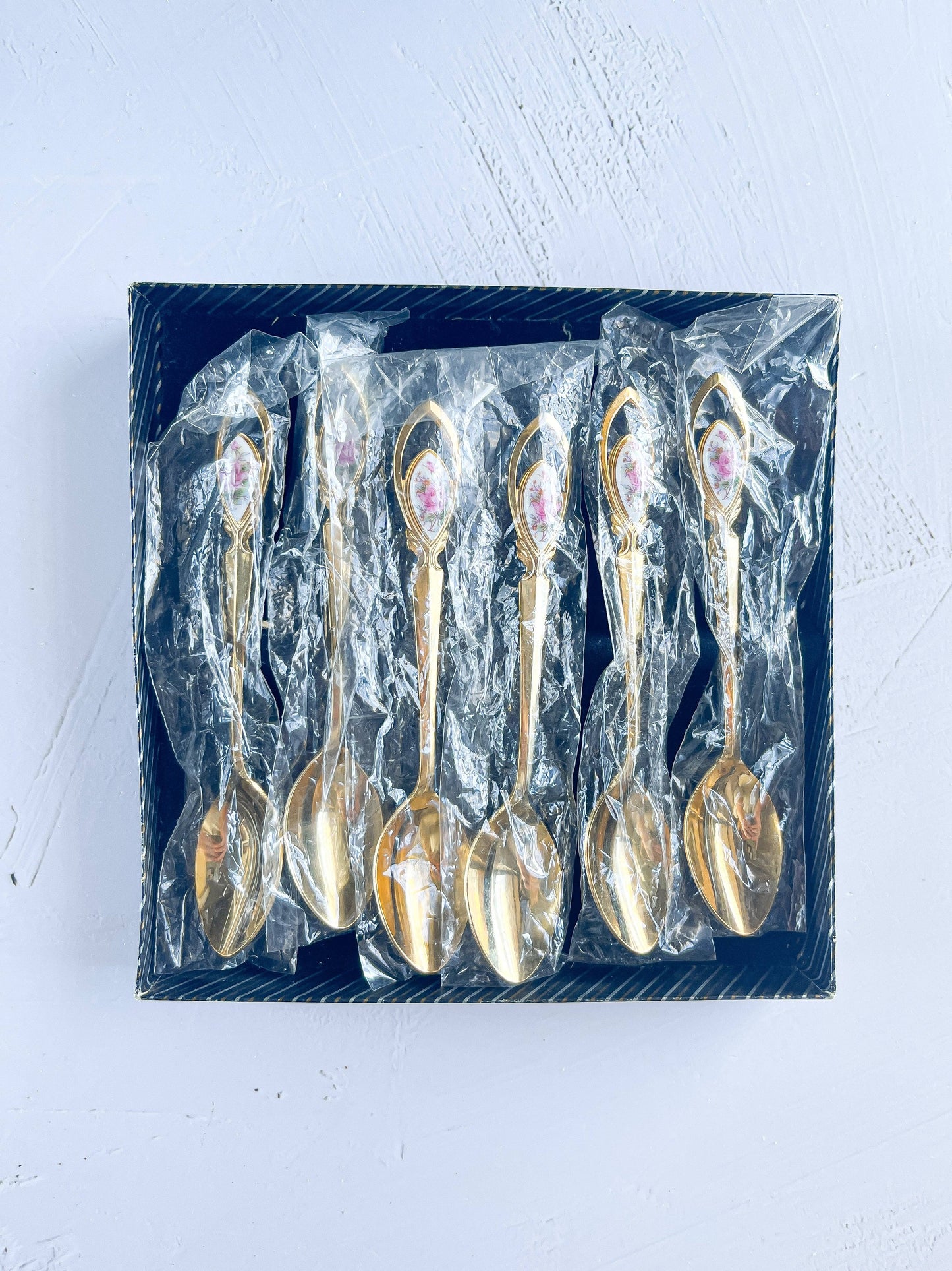 Greensons Set of 6 Gold-Plated Teaspoons - 'Wild Rose' Collection - SOSC Home