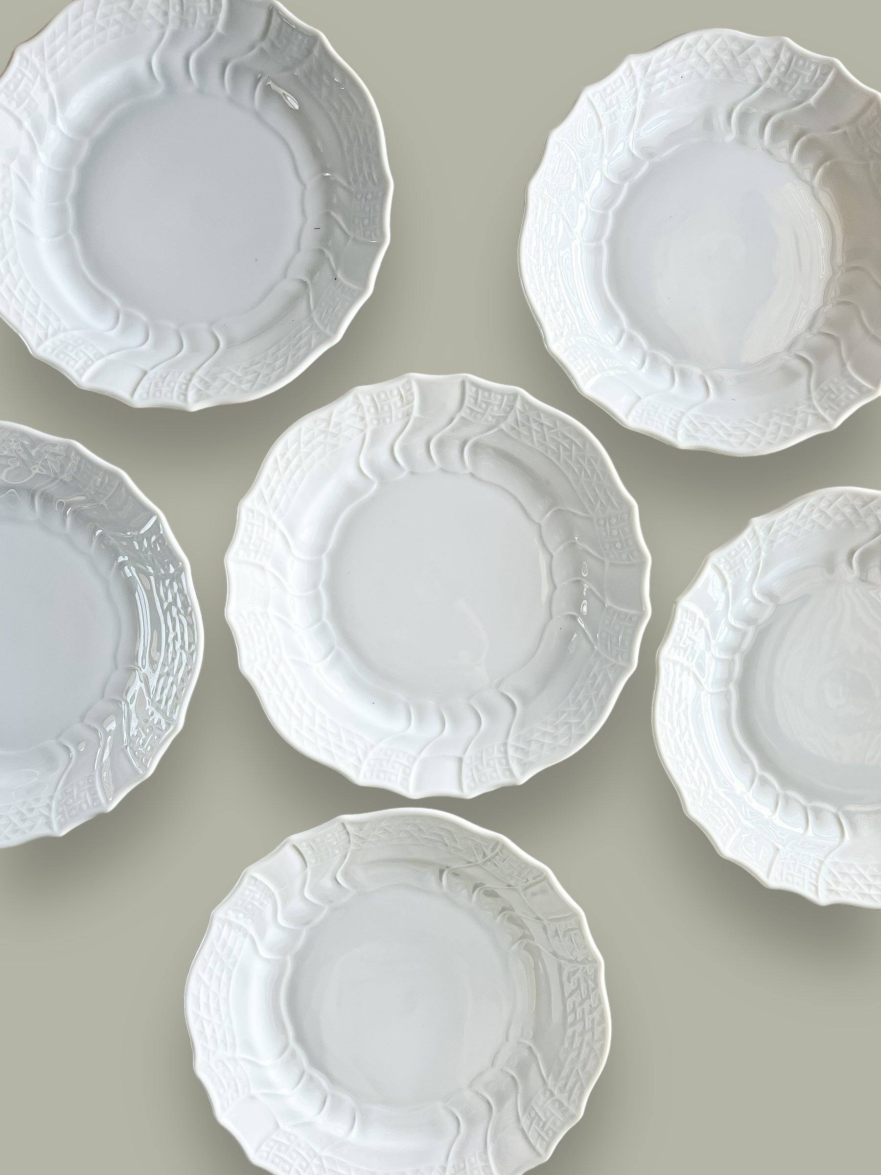 HUTSCHENREUTHER 皿　6枚 Hutschenreuther Set of 6 Dessert Plates | 'Dresden' All White