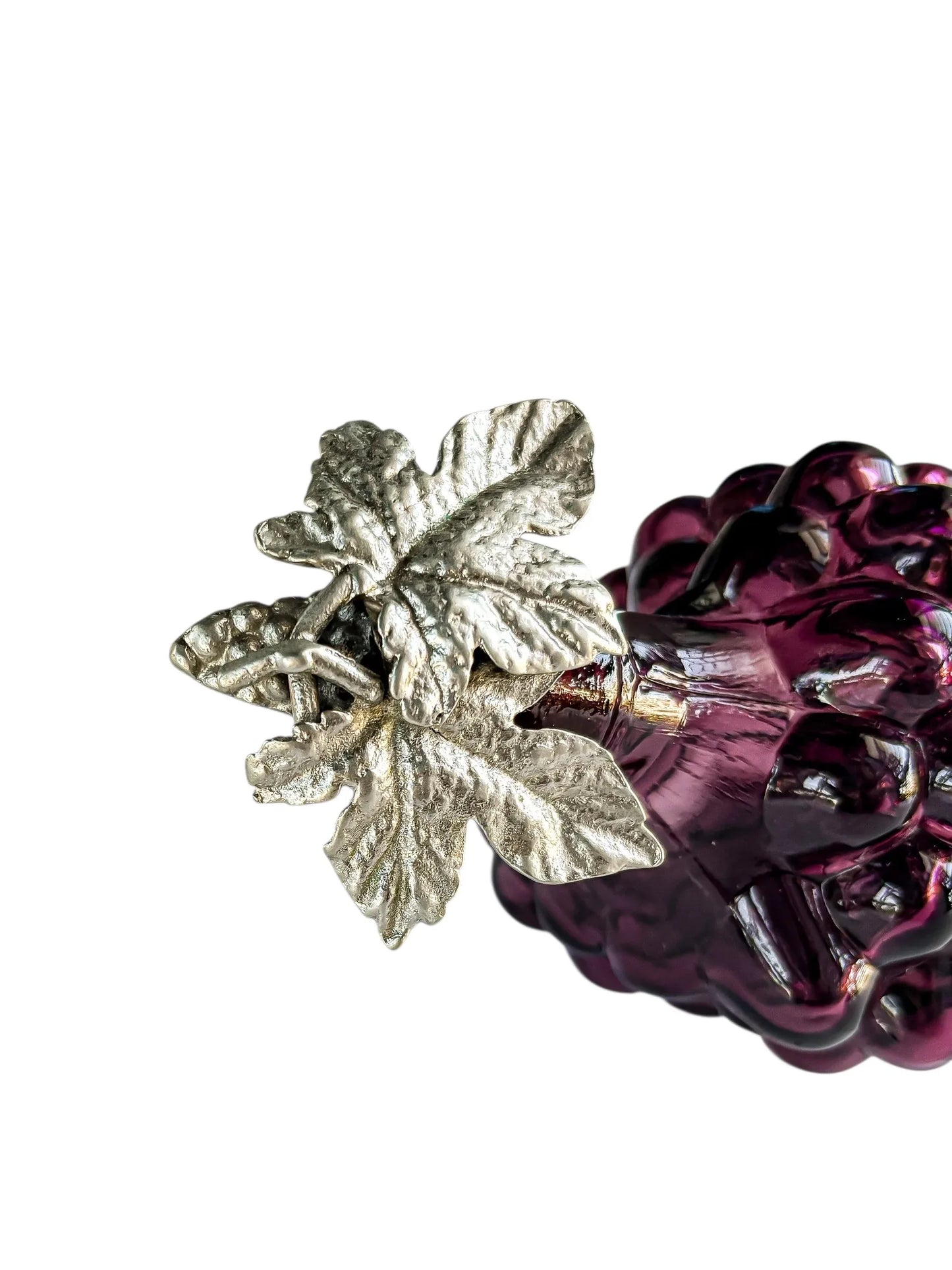 Italian Amethyst Glass Grape Bottle with Metal Stopper - SOSC Home