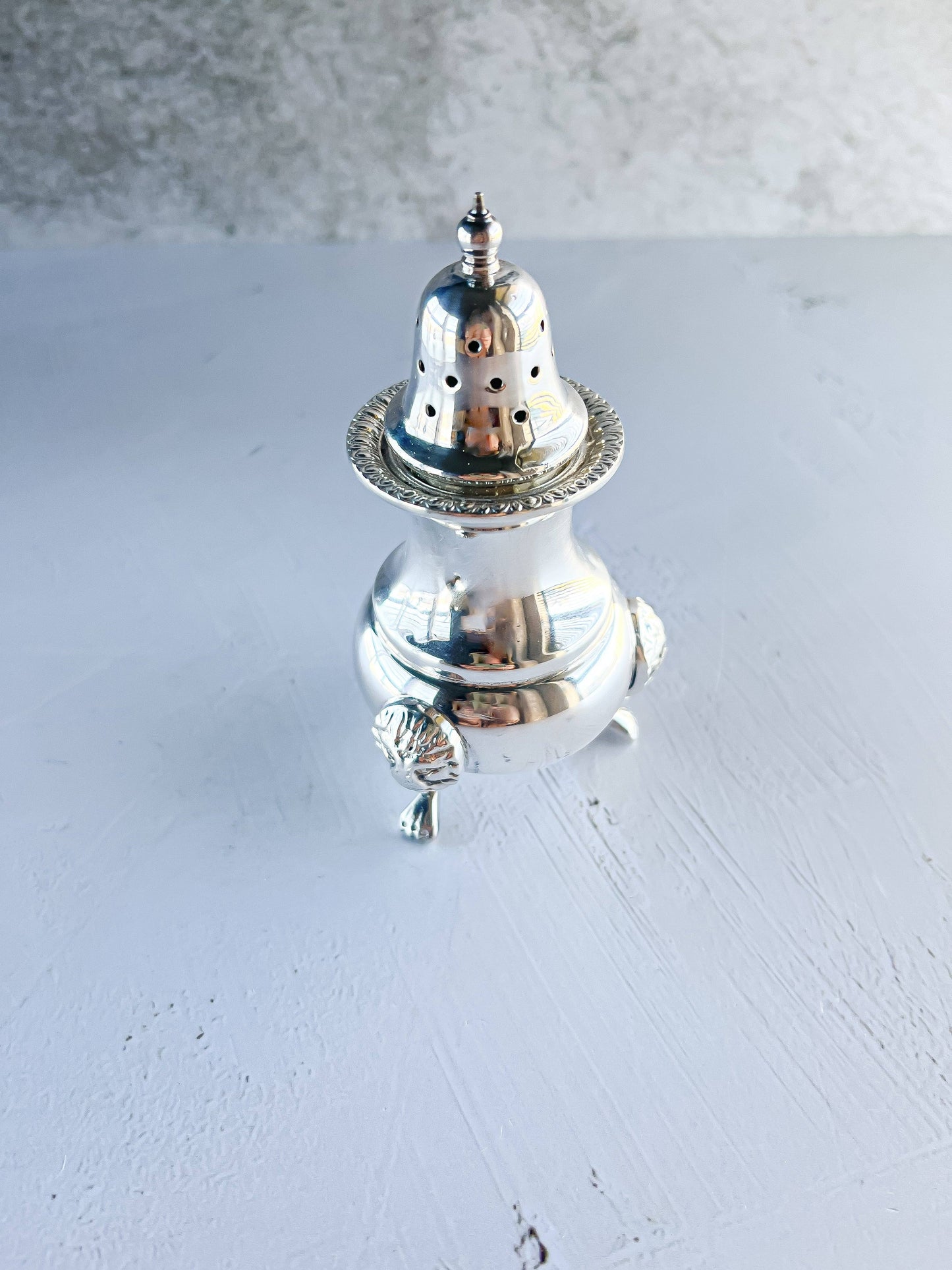 James Dixon & Sons Silver-Plated Salt and Pepper Shaker Set with Lion Head Legs - SOSC Home