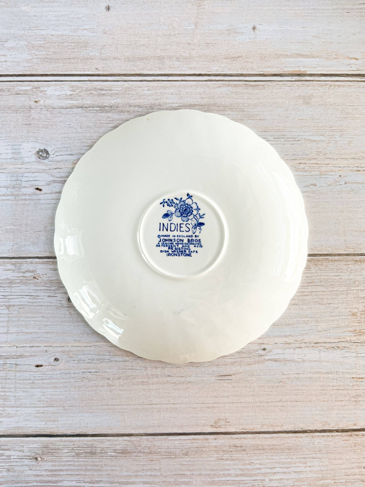 Johnson Bros Set of 6 Flat Cup & Saucer Sets - 'Indies' in Blue Collection - SOSC Home