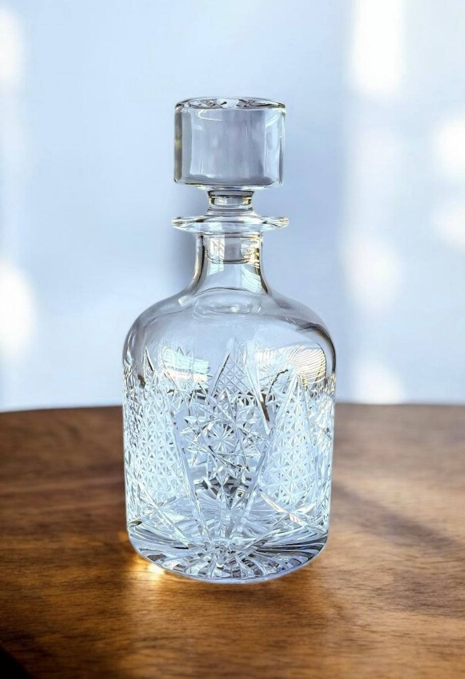 Hand-Cut Lead Crystal Decanter | Hobstar & Cross-Hatch – SOSC Home