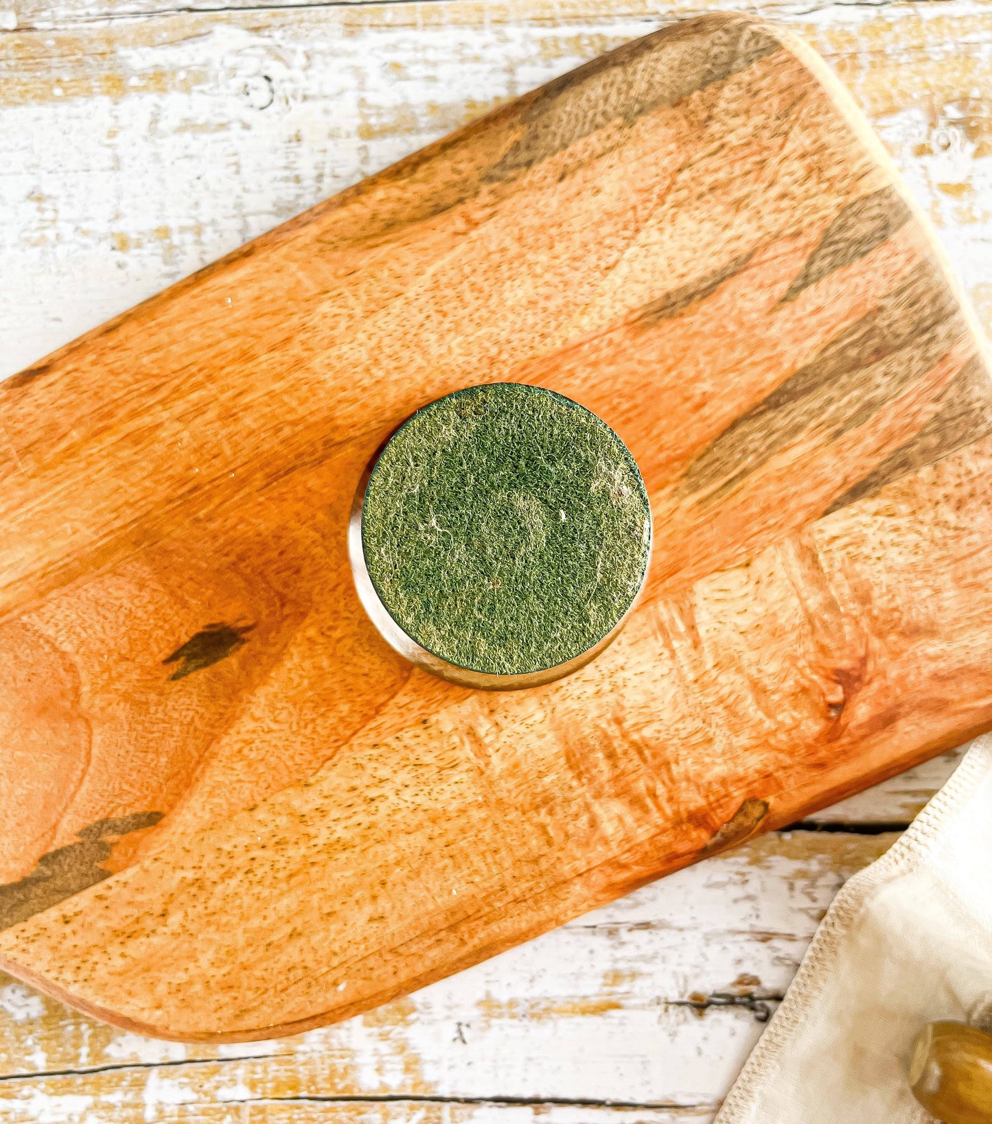Small Vintage Wooden Pestle and Mortar with Felt-Lined Bottom - SOSC Home