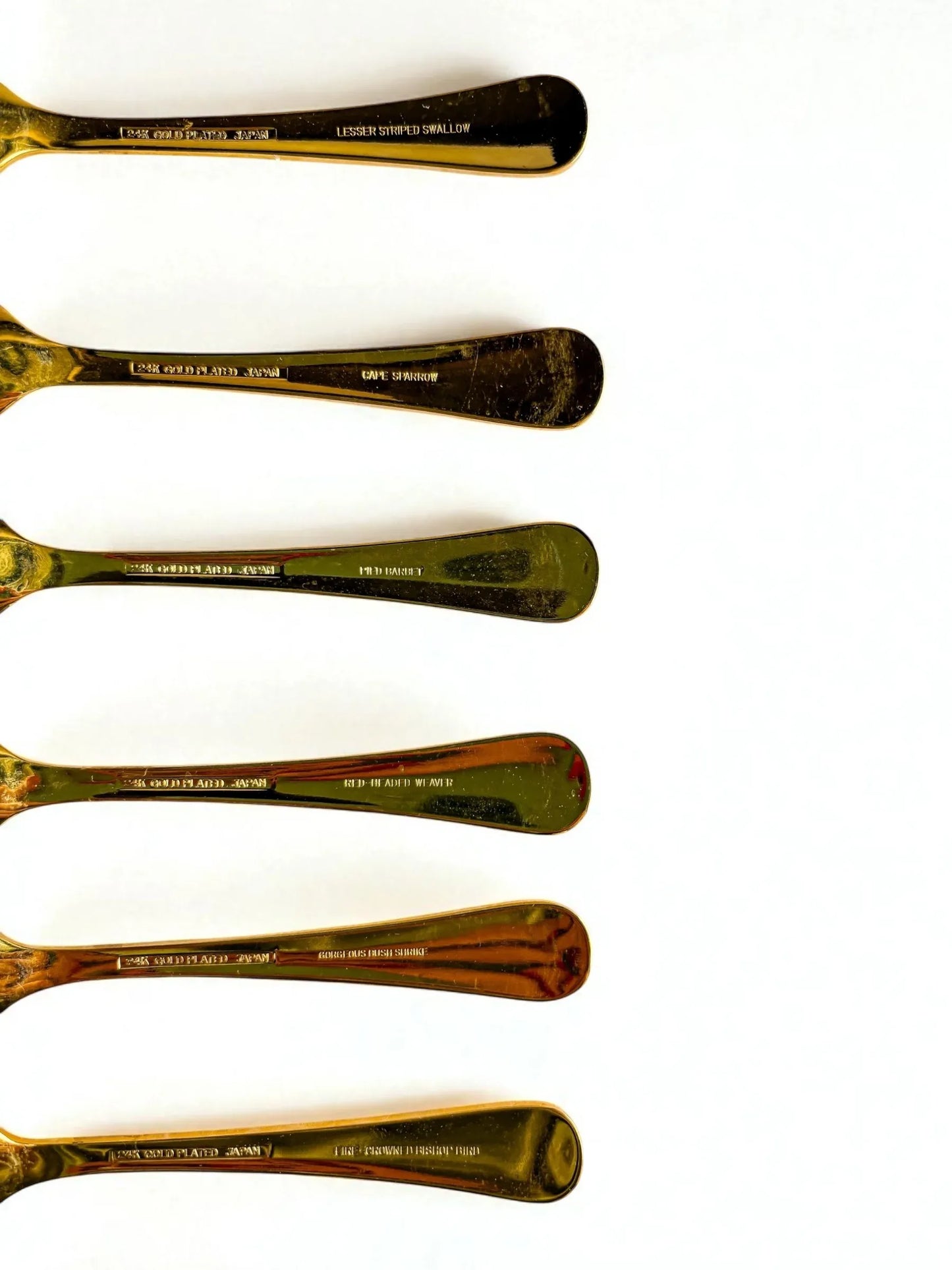 South African Birds Set of 6 Gold-Plated Teaspoons | Collection 3 - SOSC Home