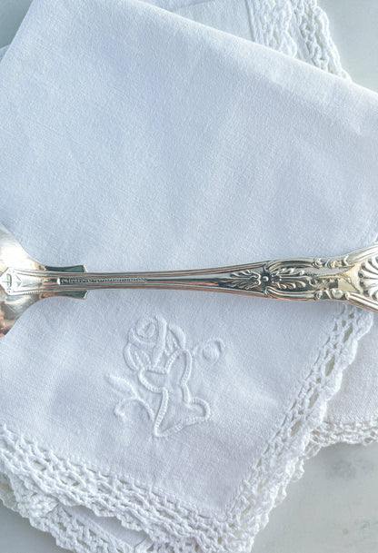 John Turton & Co. Ltd. Monogrammed "D.H." Initials Round Bowl Soup Spoon - 'Kings' Pattern