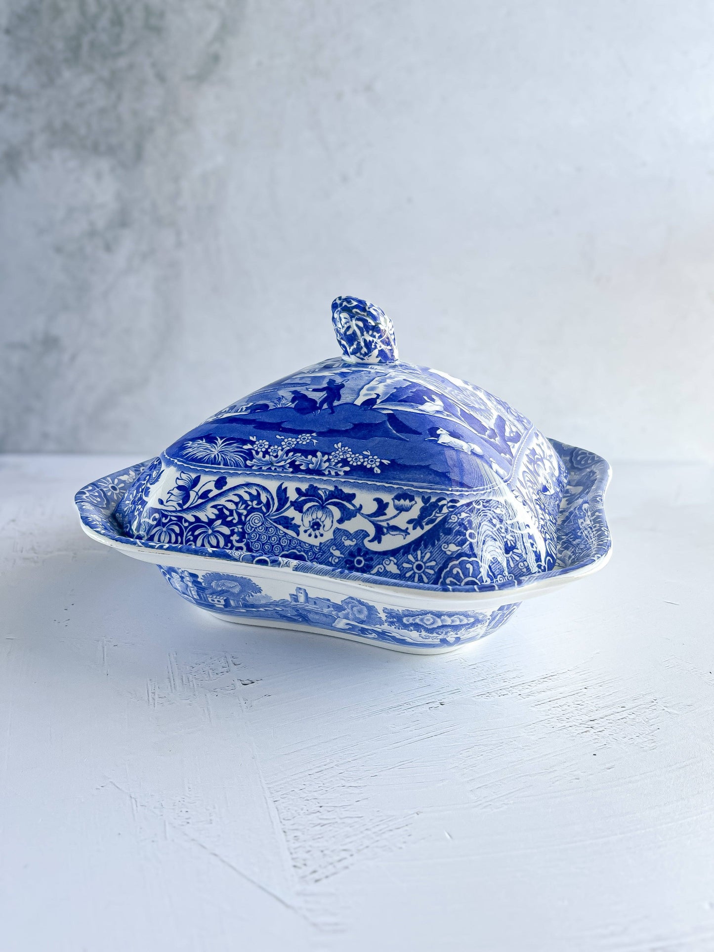 Copeland Spode Square Covered Vegetable Tureen - Blue Italian (Older Version) - SOSC Home