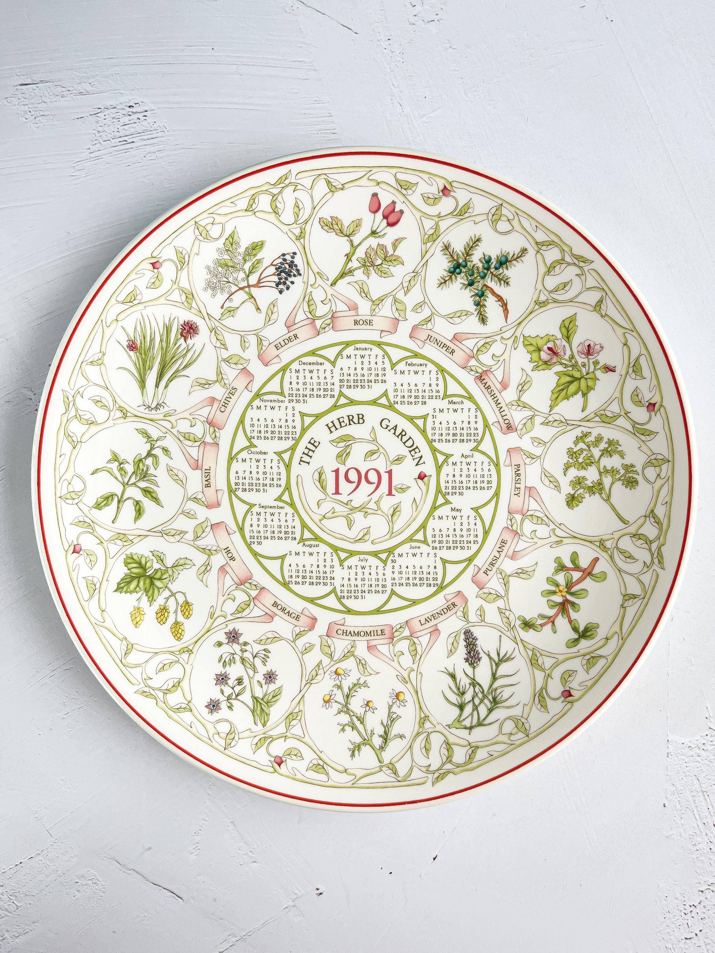 1991 Wedgwood Calendar Plate - The Herb Garden Collection - SOSC Home