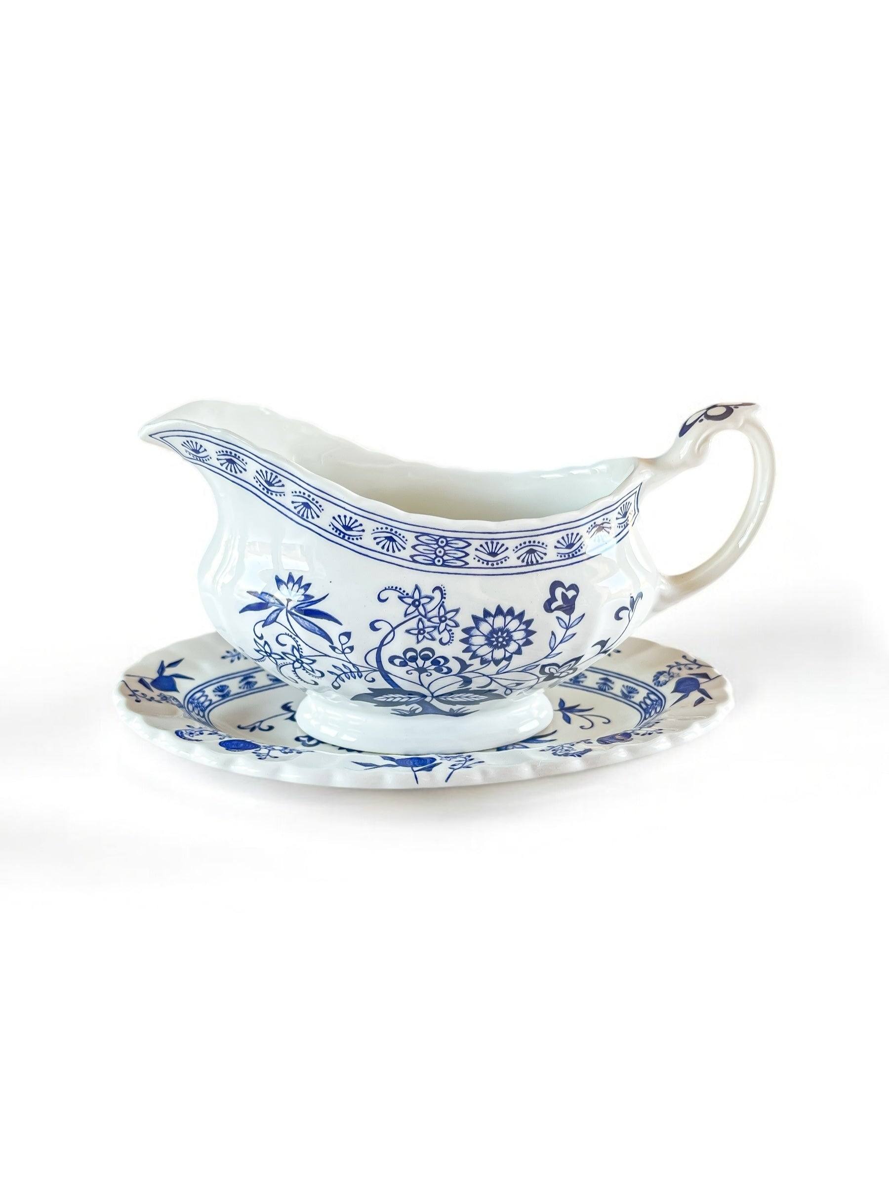 J & G Meakin Gravy Boat with Underplate | ‘Blue Nordic’ Collection - SOSC Home