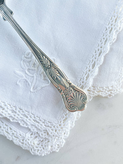 John Turton & Co. Ltd. Monogrammed "D.H." Initials Round Bowl Soup Spoon - 'Kings' Pattern