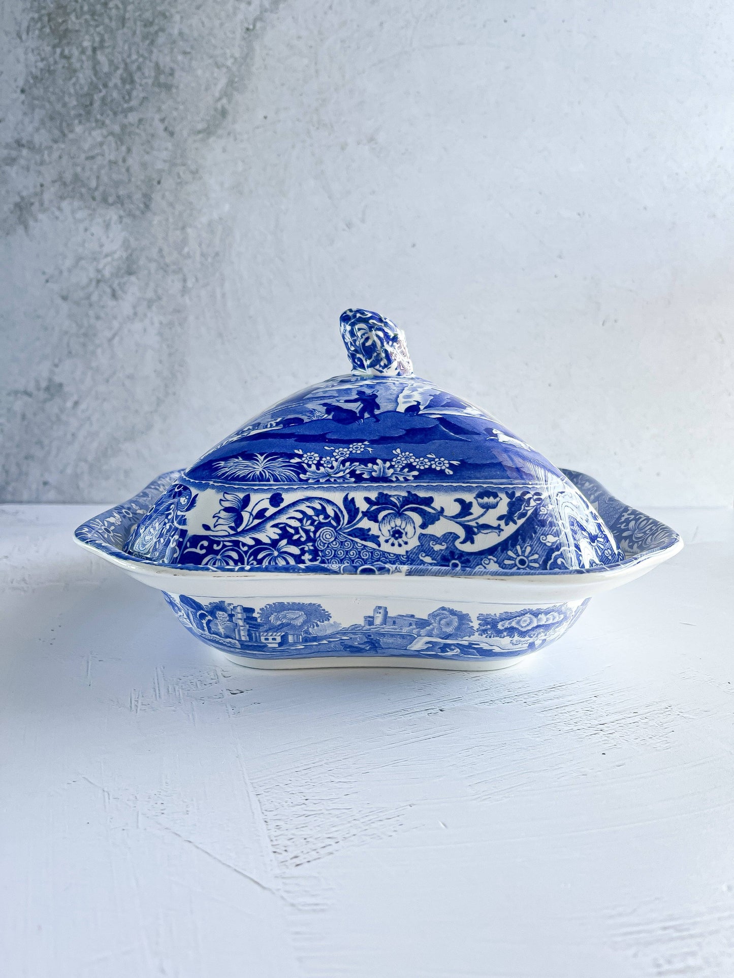 Copeland Spode Square Covered Vegetable Tureen - Blue Italian (Older Version) - SOSC Home