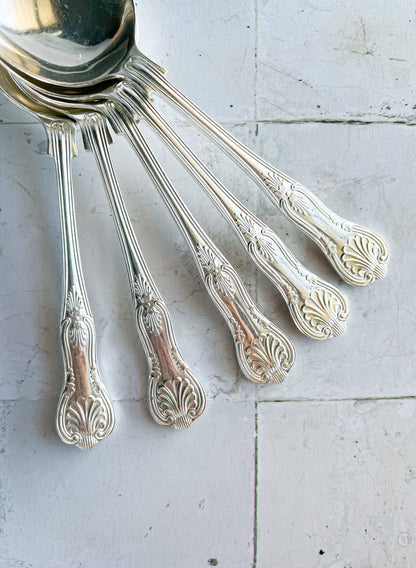 Silver-Plated Round Bowl Soup Spoon - 'Kings' Pattern