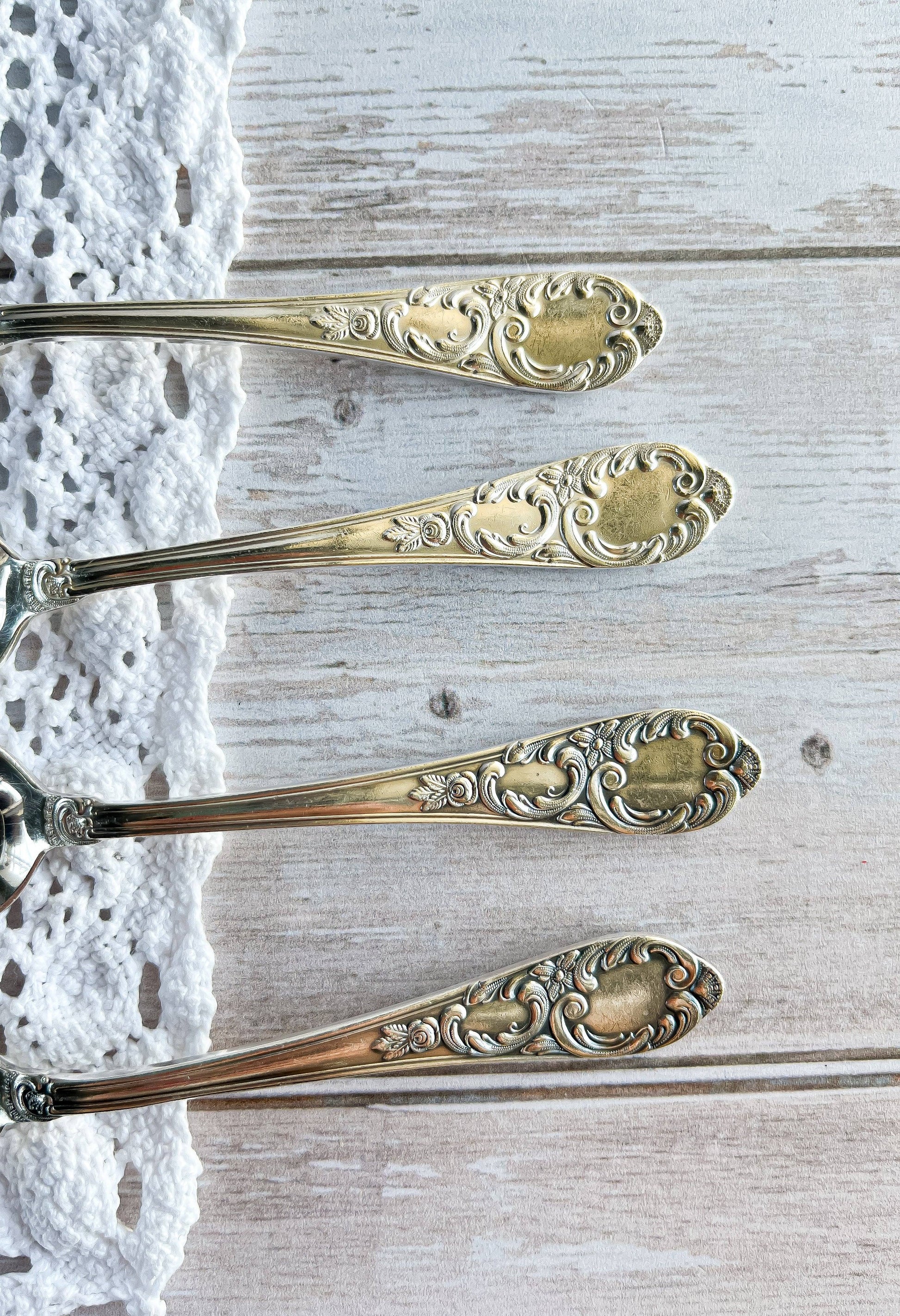 Vintage Silver Teaspoon Set of 4 with Ornate Design - Possibly William Fairbairns & Sons - SOSC Home