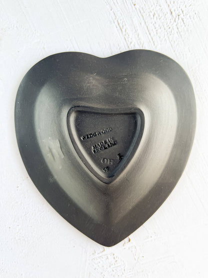 Wedgwood Jasperware Black Small Heart Shape Ashtray - 'Bellwatrpega' Design - SOSC Home