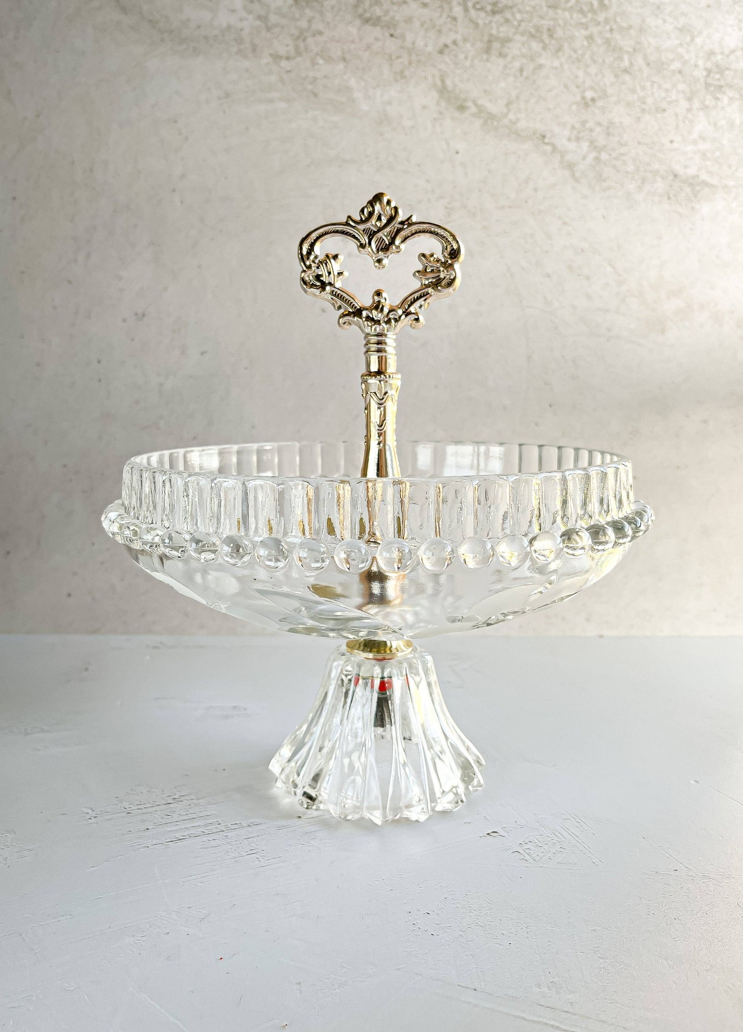 Hand-Cut Glass Centrepiece with Plastic Golden Accents - Made in Italy - SOSC Home