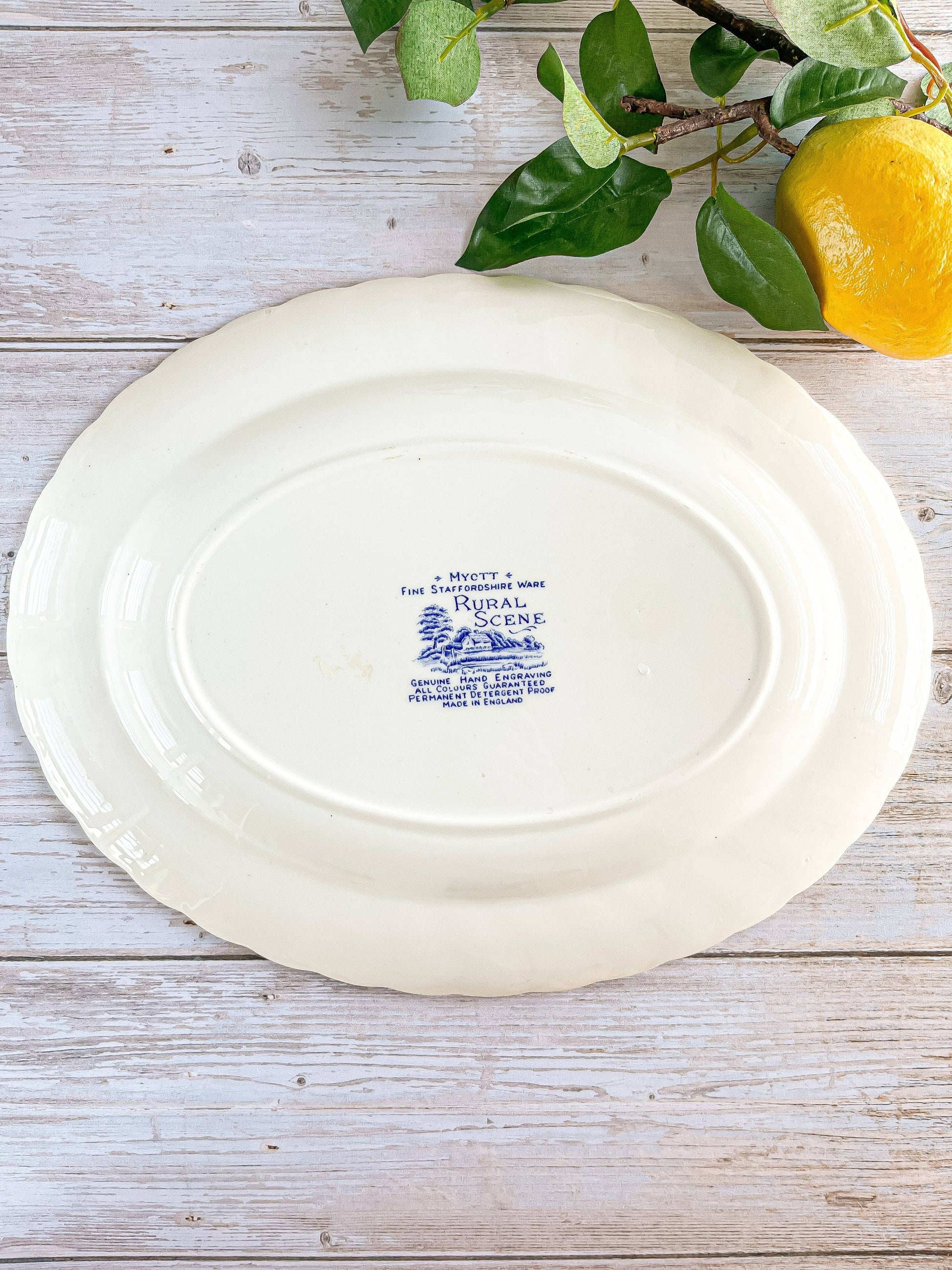 Myott 31cm Oval Serving Platter - ‘Rural Scene’ in Blue Collection - SOSC Home