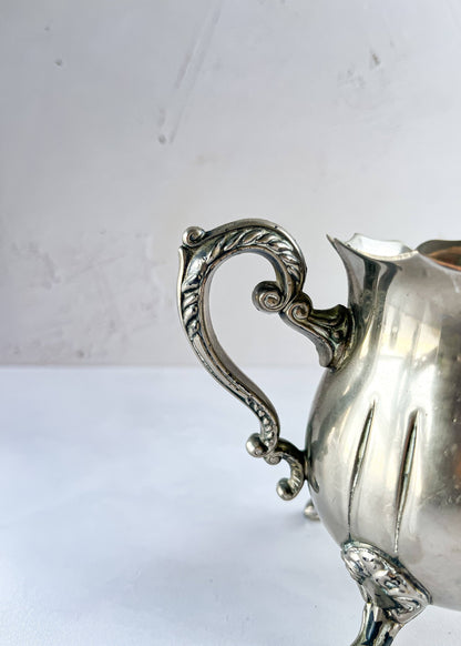 Unmarked Silver-Plated Creamer with Ornate Scroll Design - SOSC Home