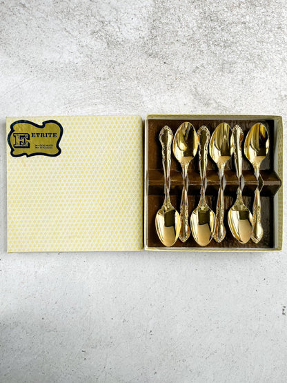 Eetrite Set of 6 Boxed 24 Carat Gold-Plated Teaspoons - ‘Baroness’ Pattern - SOSC Home