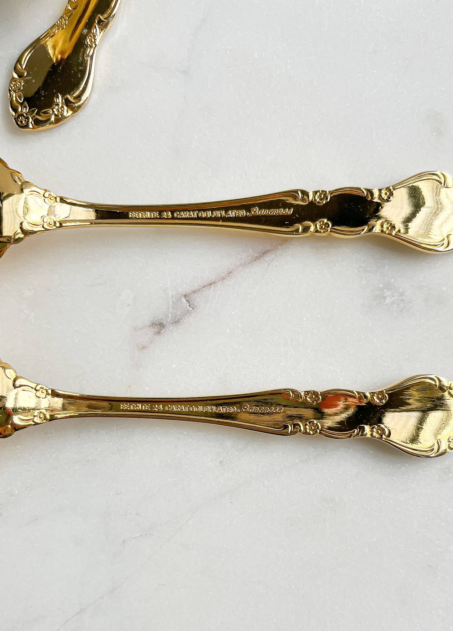 Eetrite Set of 6 Boxed 24 Carat Gold-Plated Teaspoons - ‘Baroness’ Pattern - SOSC Home