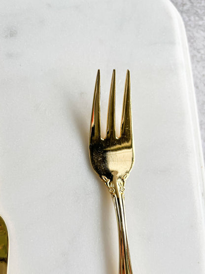 Eetrite Set of 6 Boxed 24 Carat Gold-Plated Cake Forks - ‘Baroness’ Pattern - SOSC Home