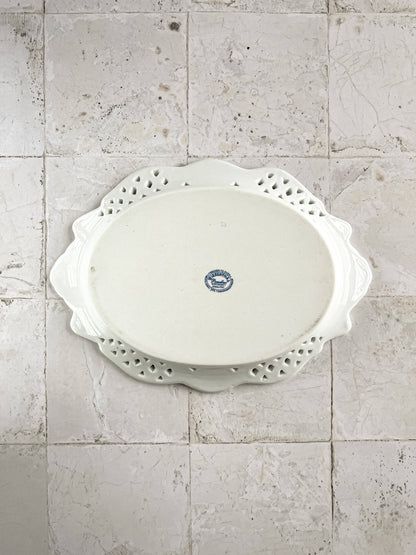 Wiesenthal White Small Oval Tray - Lattice Design - SOSC Home