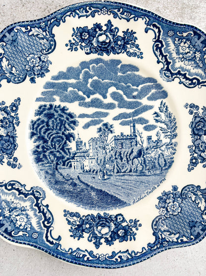 Johnson Bros Square Handled Cake Plate - Old Britain Castles ‘Ruthin Castle in 1792’ Design (Modern Version) - SOSC Home