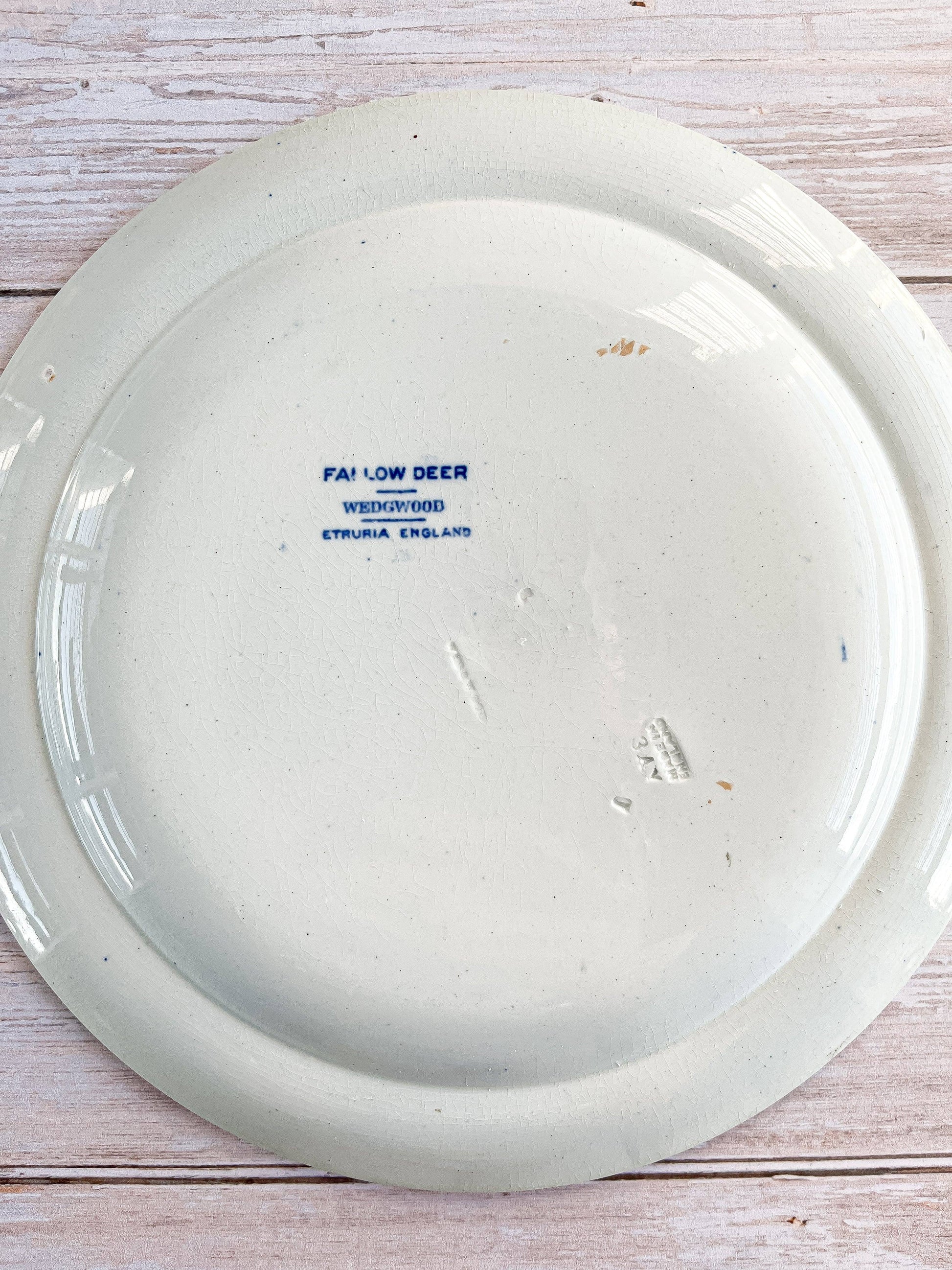 Wedgwood 'Fallow Deer' Dinner Plate - Blue Collection, Circa 1931 - SOSC Home
