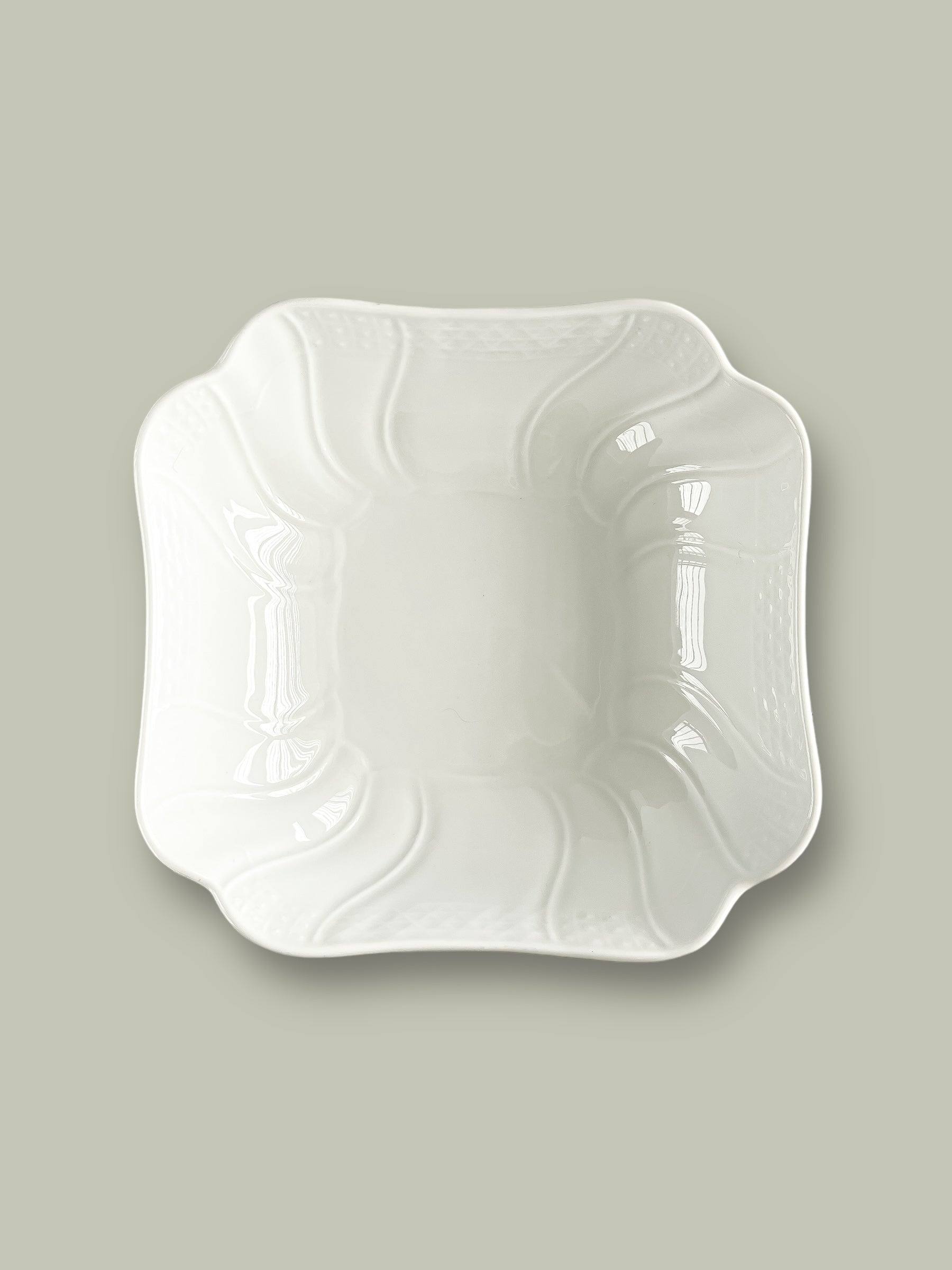 Hutschenreuther 19cm Square Vegetable/Salad Bowl - 'Dresden' Collection in White - SOSC Home
