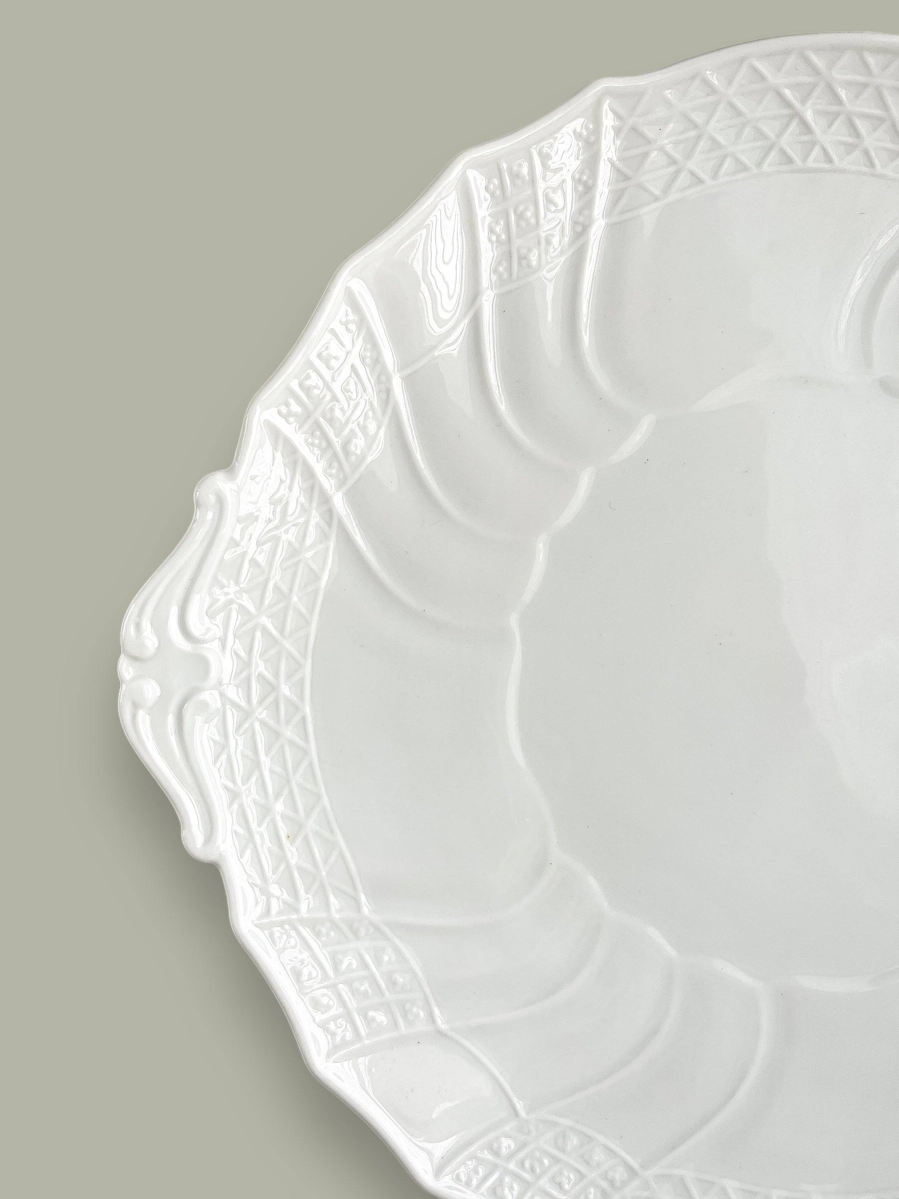 Hutschenreuther Handled Cake Plate - ‘Dresden’ Collection in All White - SOSC Home