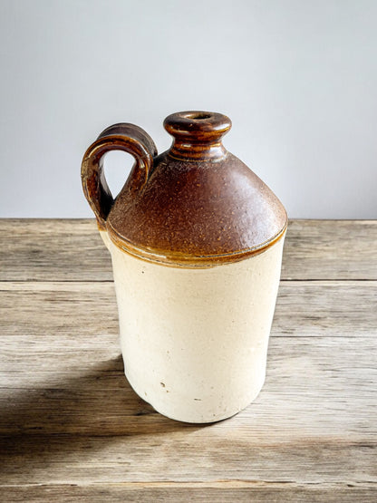 Stoneware Jug - Brown Glazed Top and Natural Stoneware Base