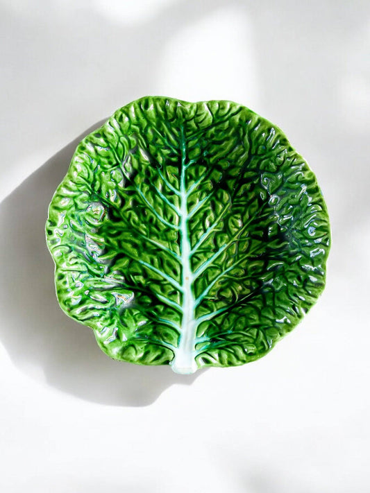 Aires C. Leal Majolica Vegetable/Salad Serving Bowl – Cabbage Leaf Design - SOSC Home