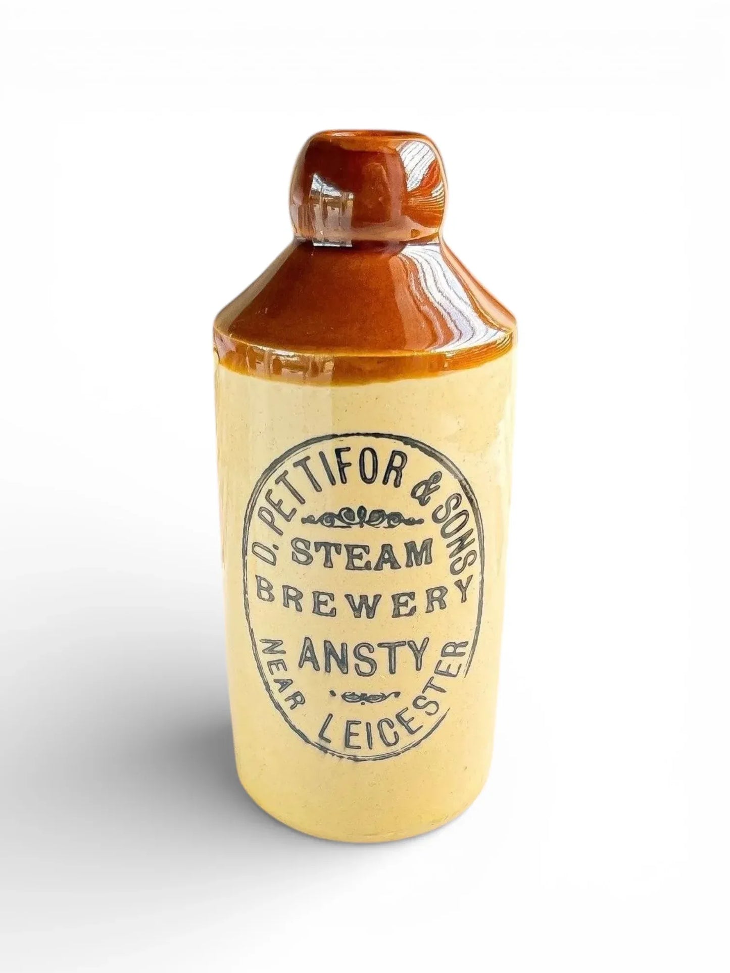 Antique D. Pettifor & Sons stoneware bottle, vintage ceramic brewery collectible
