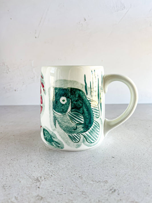 Arabia Finland 'Crayfish' Mug – Green Fish Design, Hand-painted Limited Edition (1954-1956) - SOSC Home