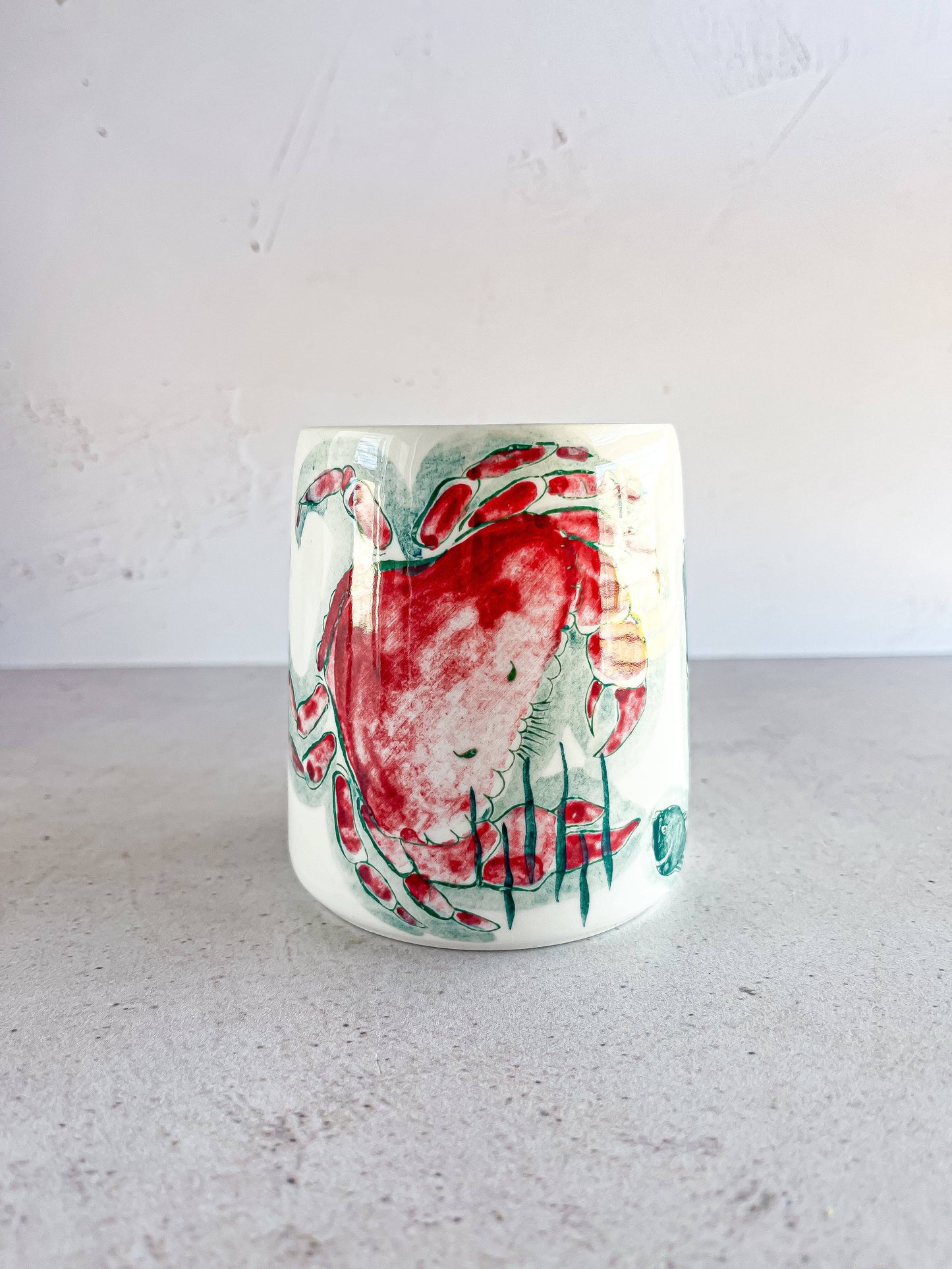 Arabia Finland 'Crayfish' Mug – Green Fish Design, Hand-painted Limited Edition (1954-1956) - SOSC Home