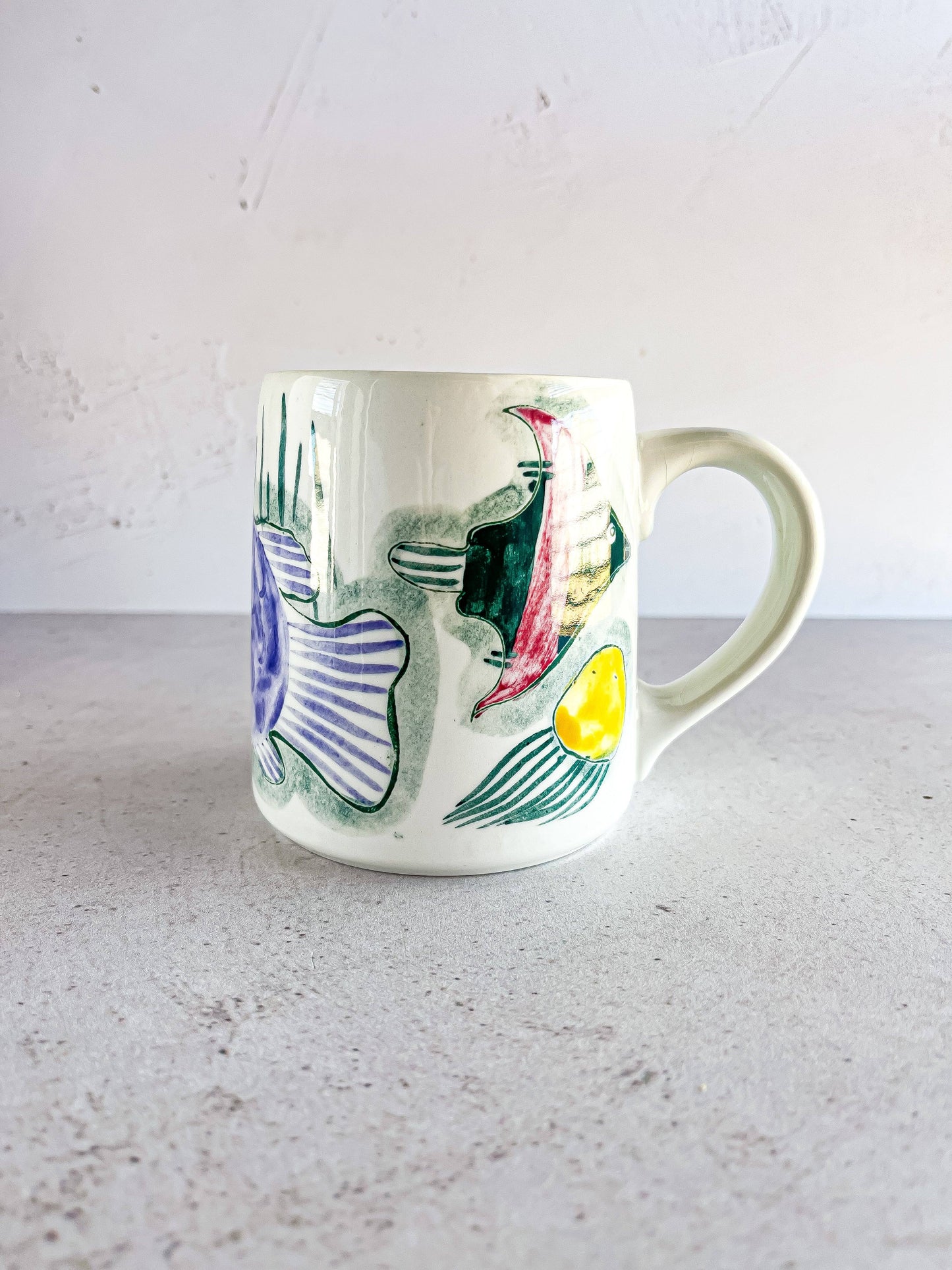 Arabia Finland 'Crayfish' Mug – Purple Fish Design, Hand-painted Limited Edition (1954-1956) - SOSC Home