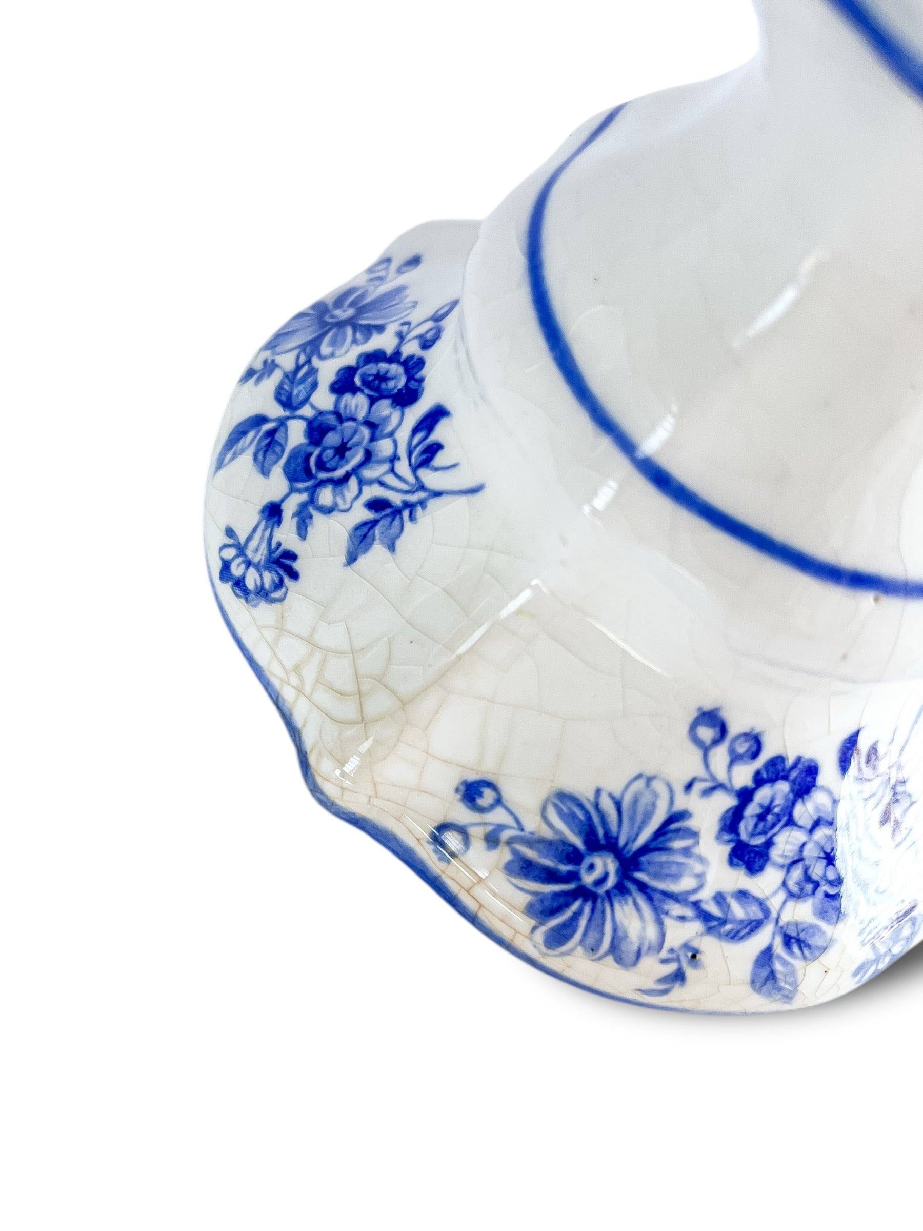 Blue & White Floral Vase with Ornate Handles - SOSC Home