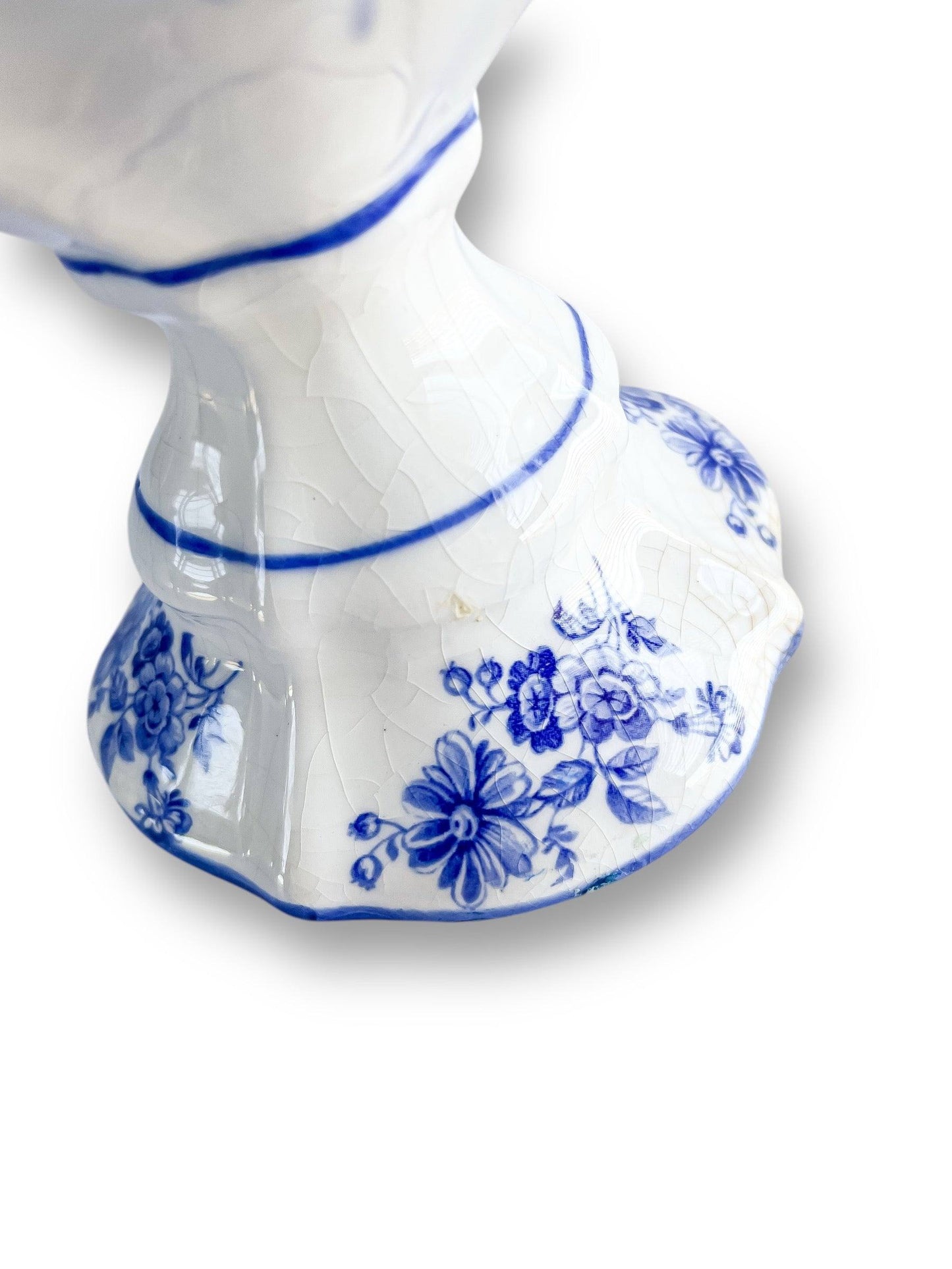 Blue & White Floral Vase with Ornate Handles - SOSC Home