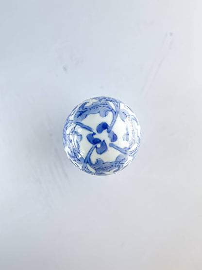 Blue and White Ornamental Ceramic Orb Collection - SOSC Home