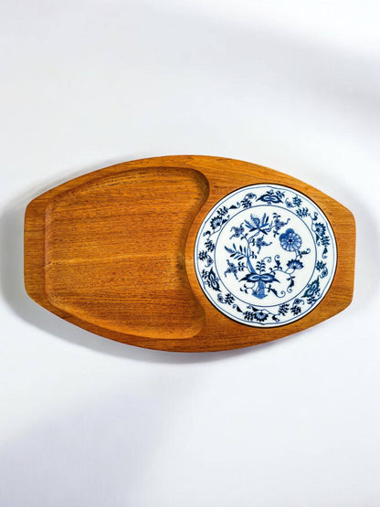 Blue Danube Oblong Wooden Cheese Board with Tile - 'Blue Onion' Collection - SOSC Home