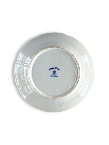 Blue Rose fine china plate backstamp on white porcelain plate