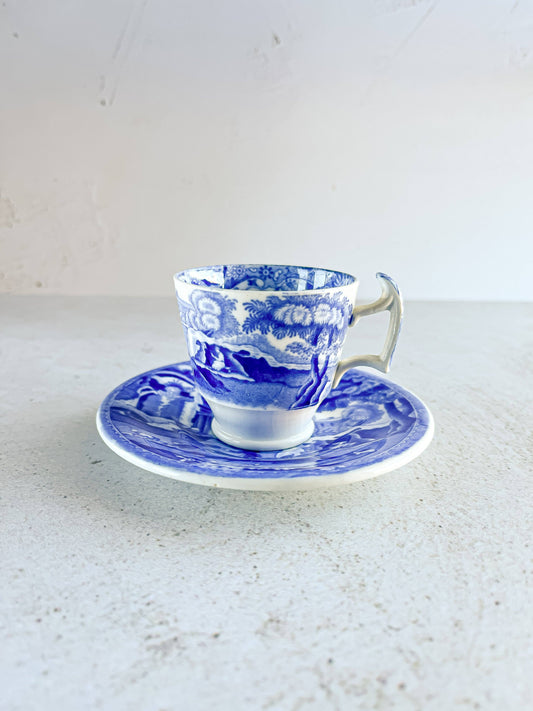 Copeland Spode Footed Demitasse Cup and Saucer Set - ‘Blue Italian’ Collection (Older Version) - SOSC Home
