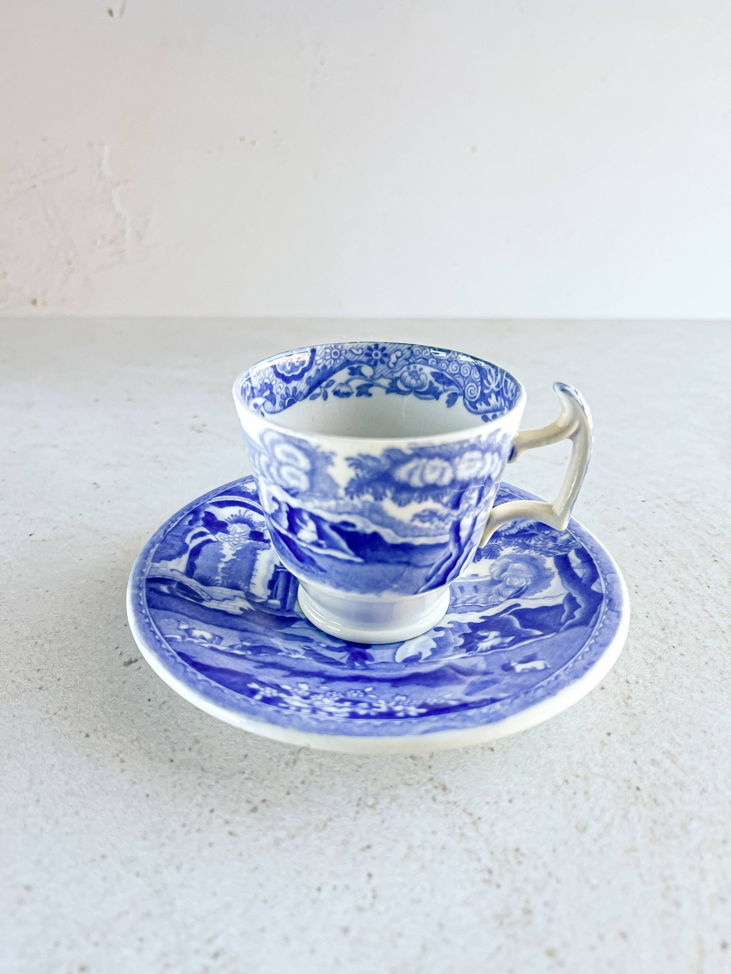 Copeland Spode Footed Demitasse Cup and Saucer Set - ‘Blue Italian’ Collection (Older Version) - SOSC Home