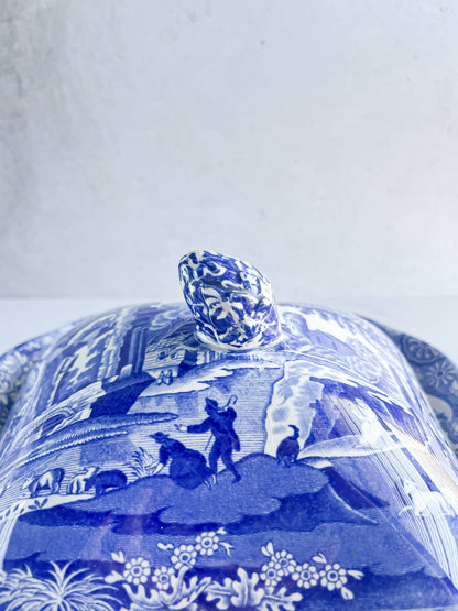 Copeland Spode Square Covered Vegetable Tureen - Blue Italian (Older Version) - SOSC Home