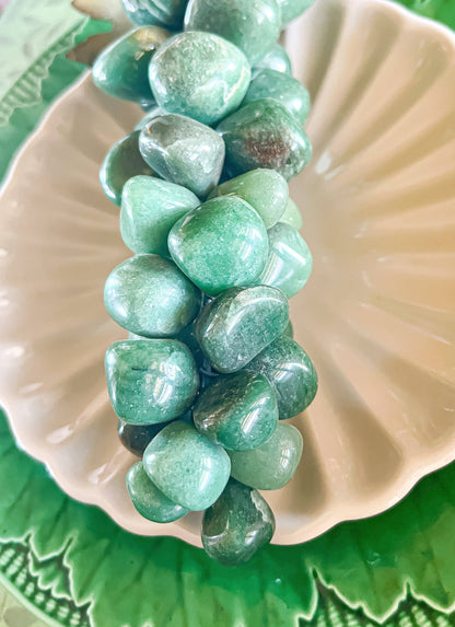 Green Aventurine Grapes | Handcrafted Decorative Cluster with Metal Leaf - SOSC Home