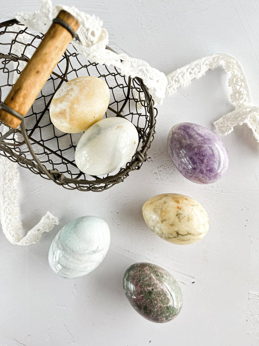 Decorative Stone Egg Collection - 6 Varied Stones - SOSC Home