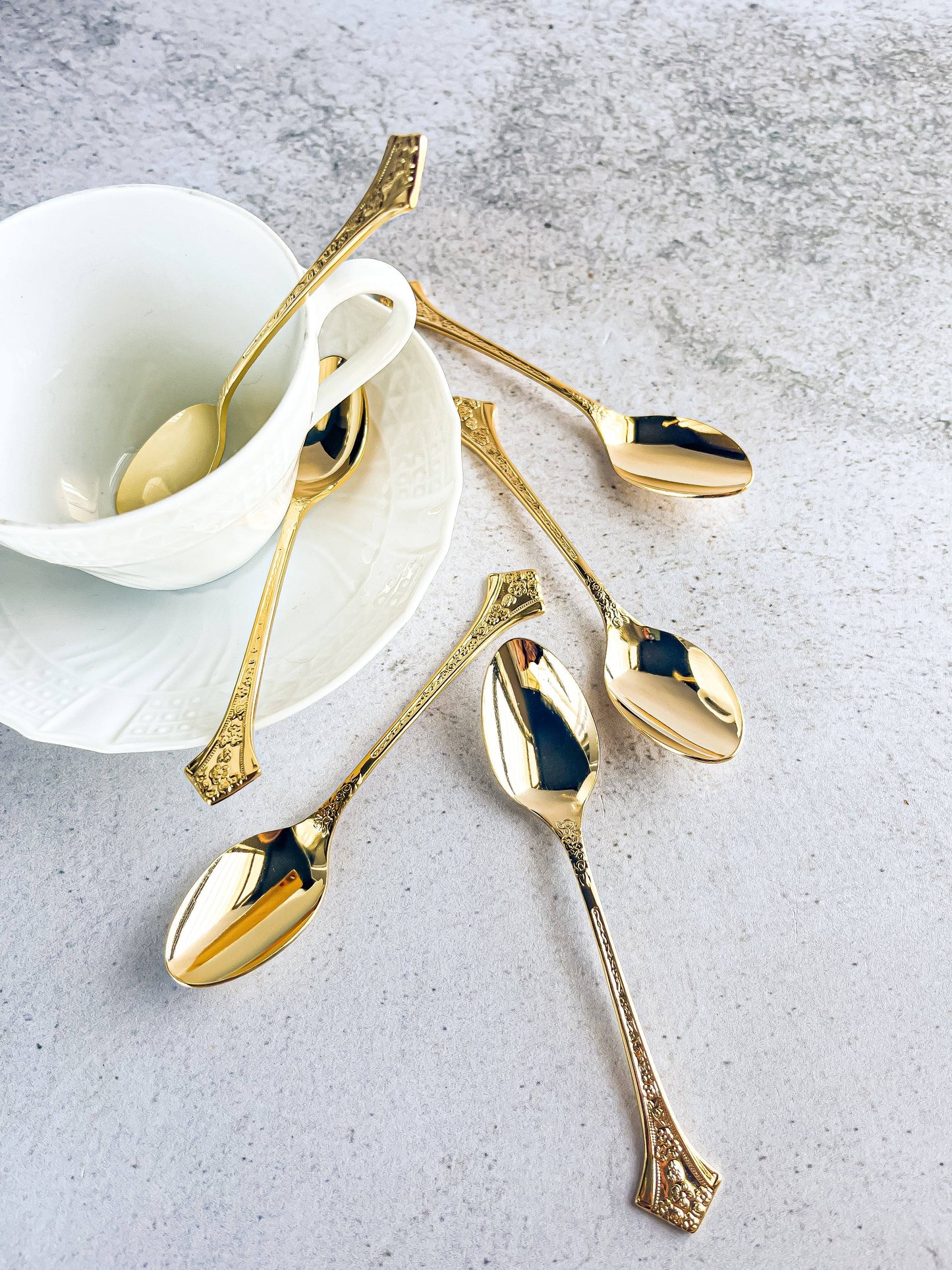 Eetrite 24 Carat Set of 6 Boxed Gold-Plated Teaspoons - ‘Fleur’ Collection - SOSC Home