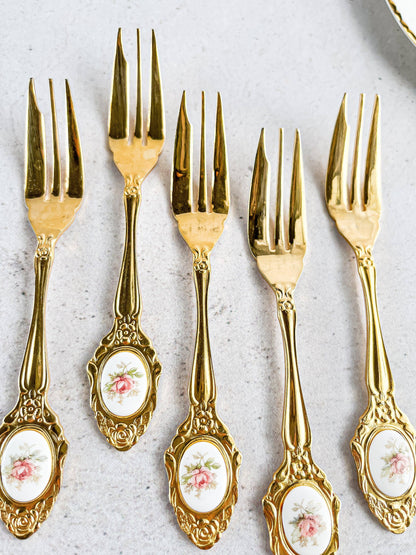 Eetrite Individual Gold Plated Cake Forks - SOSC Home